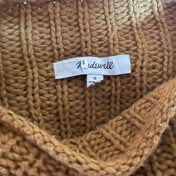 Madewell chunky cotton sweater. A mustardy gold color with cute buttons. - Picture 2 of 5